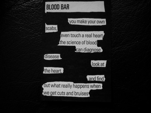 blood bar found poem